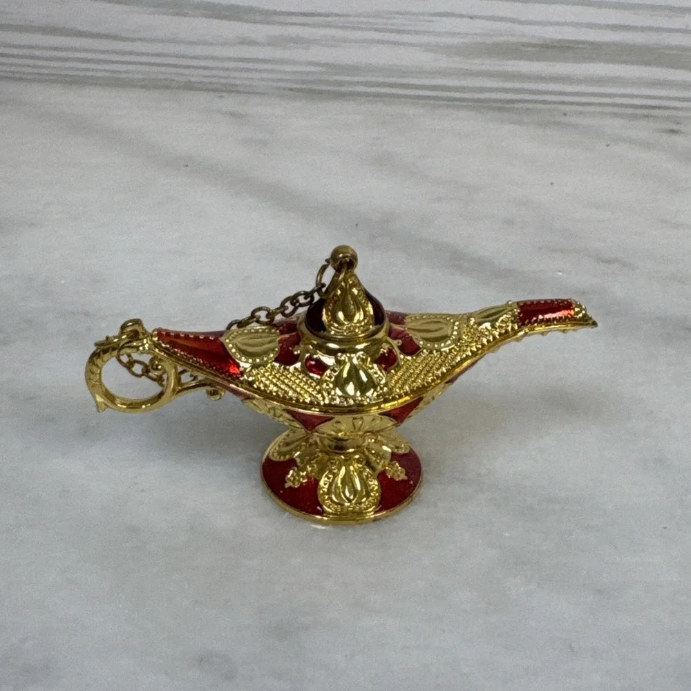 Aladdin's Lamp Miniature Metal Craft, Red and Gold